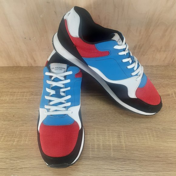 U.S. POLO ASSN Track Sneakers U.S Size 10.5 Red/White/Blue Great Used Condition - Picture 1 of 16